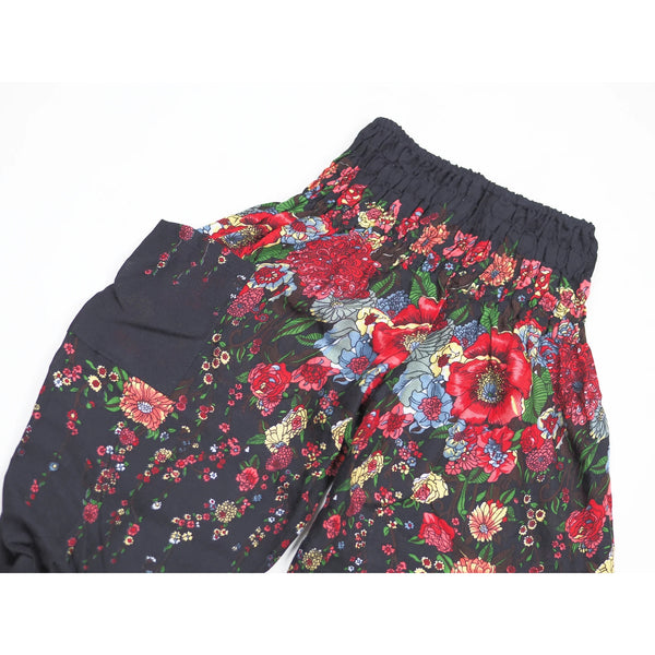 Floral Royal Unisex Kid Harem Pants in Black PP0004 020010 01