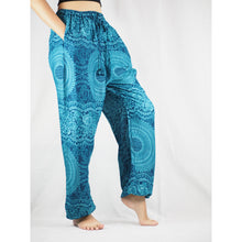 Load image into Gallery viewer, Monotone Mandala Unisex Drawstring Genie Pants in Ocean Blue PP0110 020031 06