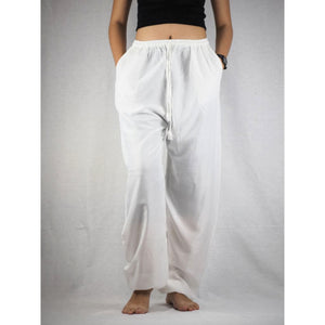 Solid Color Unisex Drawstring Genie Pants in White PP0110 020000 04