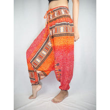 Load image into Gallery viewer, Tribal Dashiki Unisex Aladdin drop crotch pants in Orange PP0056 020060 03