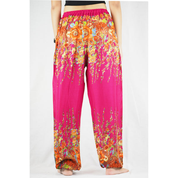Floral Royal Unisex Drawstring Genie Pants in Pink PP0110 020010 04