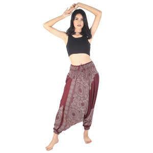 Floral Mandala Unisex Aladdin drop crotch pants in Red PP0056 020036 05
