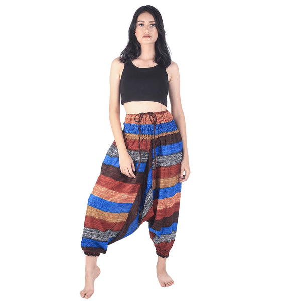 Funny Stripe  Unisex Aladdin drop crotch pants in Brown PP0056 020021 05