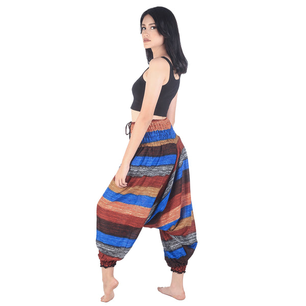 Funny Stripe  Unisex Aladdin drop crotch pants in Brown PP0056 020021 05