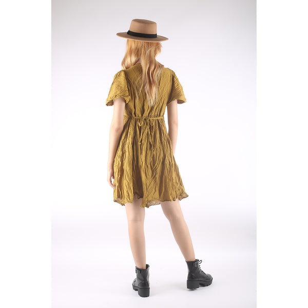 Fall Collection Solid Color Short Open Sleeves Dress Women LI0012 000001 00