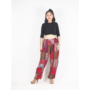 Patchwork Unisex Drawstring Genie Pants in Red PP0110 028000 12