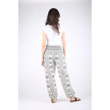 Load image into Gallery viewer, Quadrille Mandala Stripe Unisex Cotton Harem pants in White PP0004 010082 01