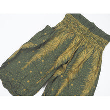 Load image into Gallery viewer, Peacock Feather Dream Unisex Kid Harem Pants in Green PP0004 020015 10