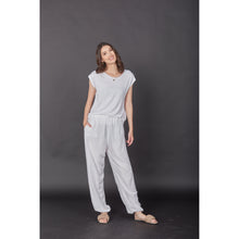 Load image into Gallery viewer, Solid Color Unisex Drawstring Genie Pants in White PP0110 020000 04