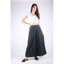 Load image into Gallery viewer, White Vertical Stripes Seamless Women&#39;s Cotton Palazzo Pants in Black PP0304 010102 01