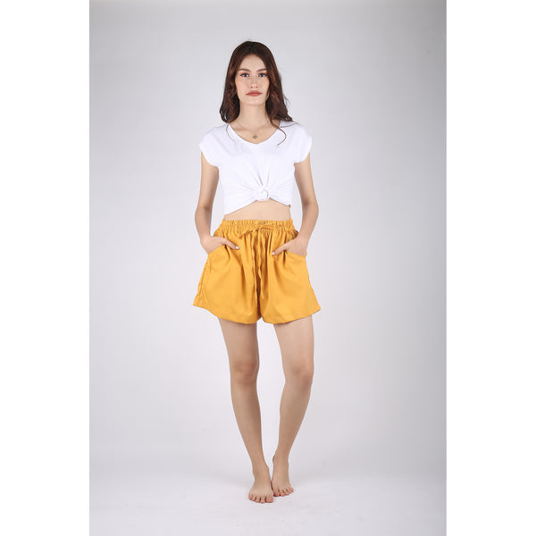 Solid Color Women's Drawstring Short Pants in Mustard PP0315 130000 13