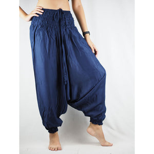 Solid Color Unisex Aladdin Drop Crotch Pants in Navy Blue PP0056 020000 03