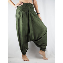 Load image into Gallery viewer, Solid color Unisex Aladdin drop crotch pants in Olive PP0056 020000 13