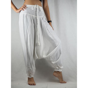 Solid Color Unisex Aladdin Drop Crotch Pants in White PP0056 020000 04