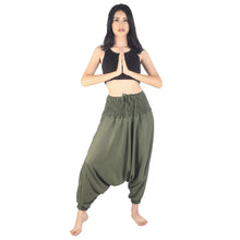 Load image into Gallery viewer, Solid color Unisex Aladdin drop crotch pants in Olive PP0056 020000 13