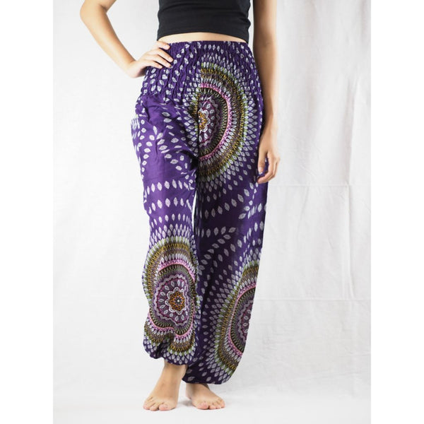 Abstract round sunflower 89 women harem pants in Purple PP0004 020089 03