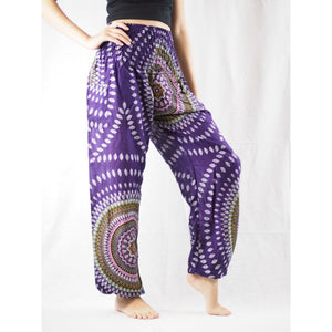 Abstract round sunflower 89 women harem pants in Purple PP0004 020089 03