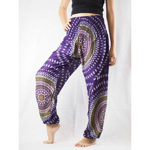 Abstract round sunflower 89 women harem pants in Purple PP0004 020089 03