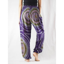 Load image into Gallery viewer, Abstract round sunflower 89 women harem pants in Purple PP0004 020089 03