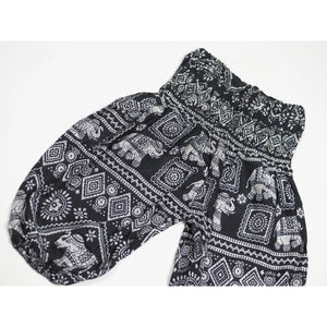 African Elephant Unisex Kid Harem Pants in Black PP0004 020004 01