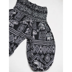 African Elephant Unisex Kid Harem Pants in Black PP0004 020004 01