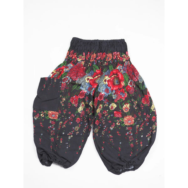 Floral Royal Unisex Kid Harem Pants in Black PP0004 020010 01