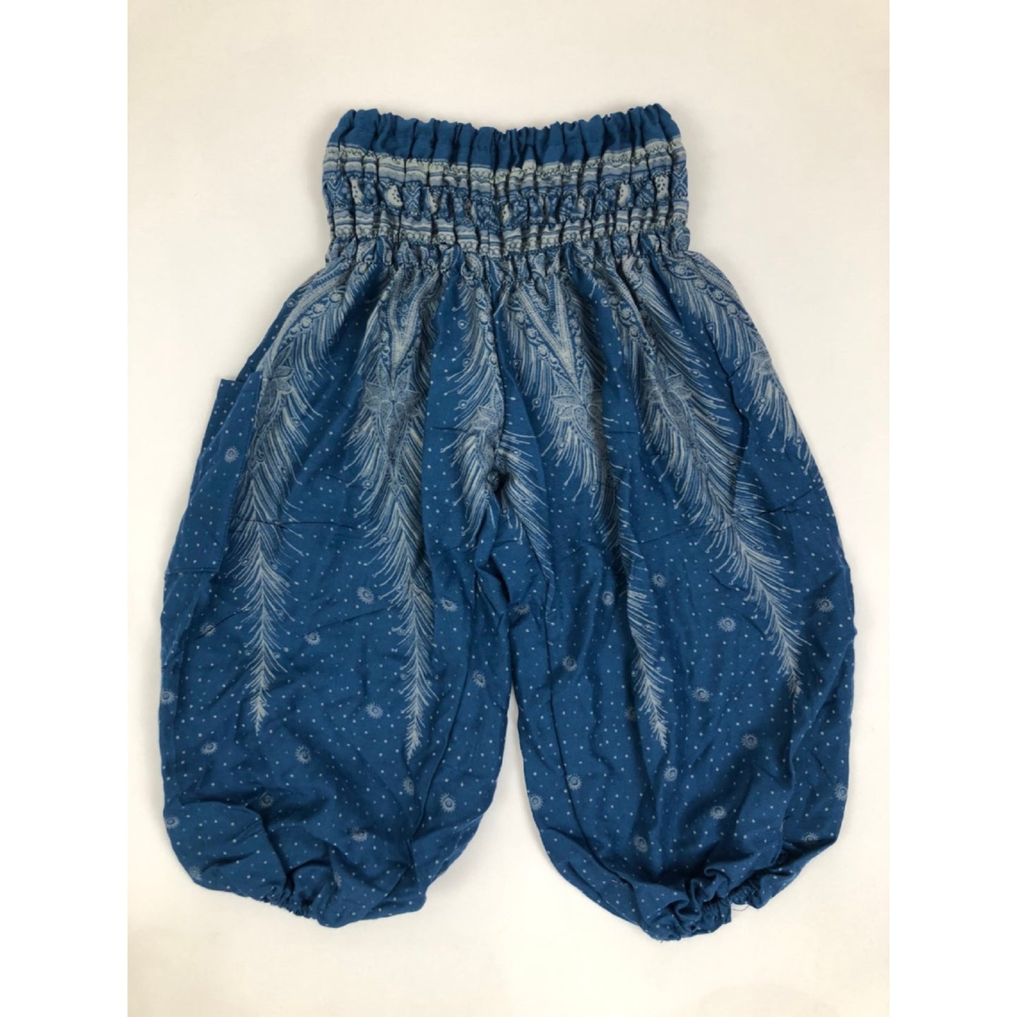 Peacock Feather Dream Unisex Kid Harem Pants in Ocean Blue PP0004 020015 02