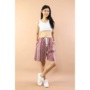 Wooven Women's Shorts drawstring Pants in Dark Red PP0139 040000 15