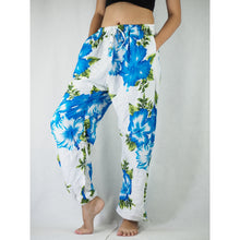 Load image into Gallery viewer, Color flower Unisex Drawstring Genie Pants in Blue PP0110 020019 04