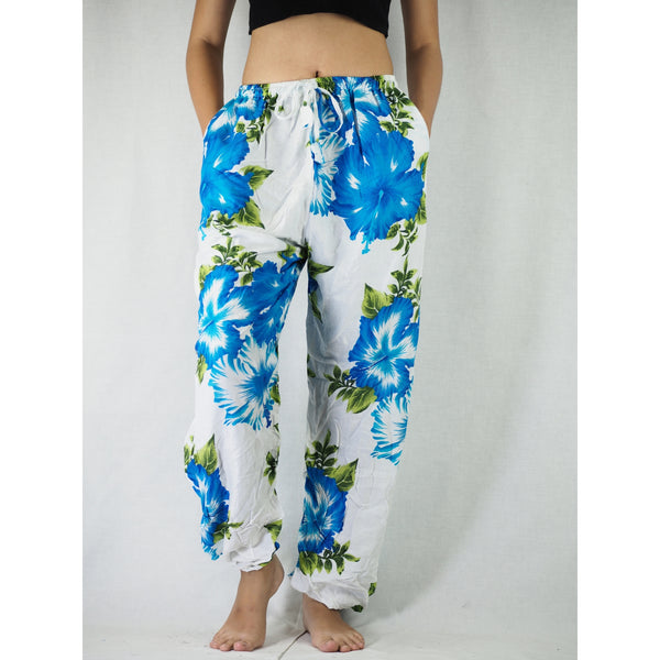 Color flower Unisex Drawstring Genie Pants in Blue PP0110 020019 04