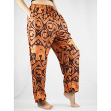 Load image into Gallery viewer, Elephant Circles Unisex Drawstring Genie Pants in Orange PP0110 020051 03