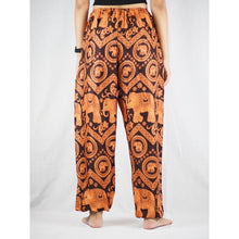 Load image into Gallery viewer, Elephant Circles Unisex Drawstring Genie Pants in Orange PP0110 020051 03