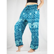 Load image into Gallery viewer, Elephant classic Unisex Drawstring Genie Pants in Ocean Blue PP0110 020029 06