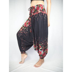 Floral Royal Unisex Aladdin drop crotch pants in Black PP0056 020010 01