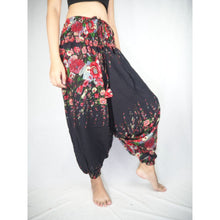 Load image into Gallery viewer, Floral Royal Unisex Aladdin drop crotch pants in Black PP0056 020010 01