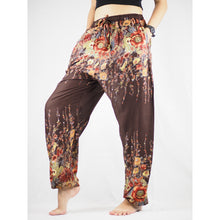 Load image into Gallery viewer, Floral Royal Unisex Drawstring Genie Pants in Brown PP0110 020010 05