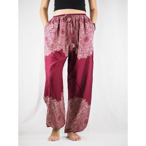 Floral mandala Unisex Drawstring Genie Pants in Red PP0110 020036 05