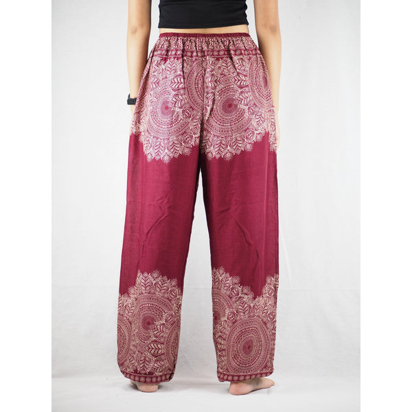 Floral mandala Unisex Drawstring Genie Pants in Red PP0110 020036 05