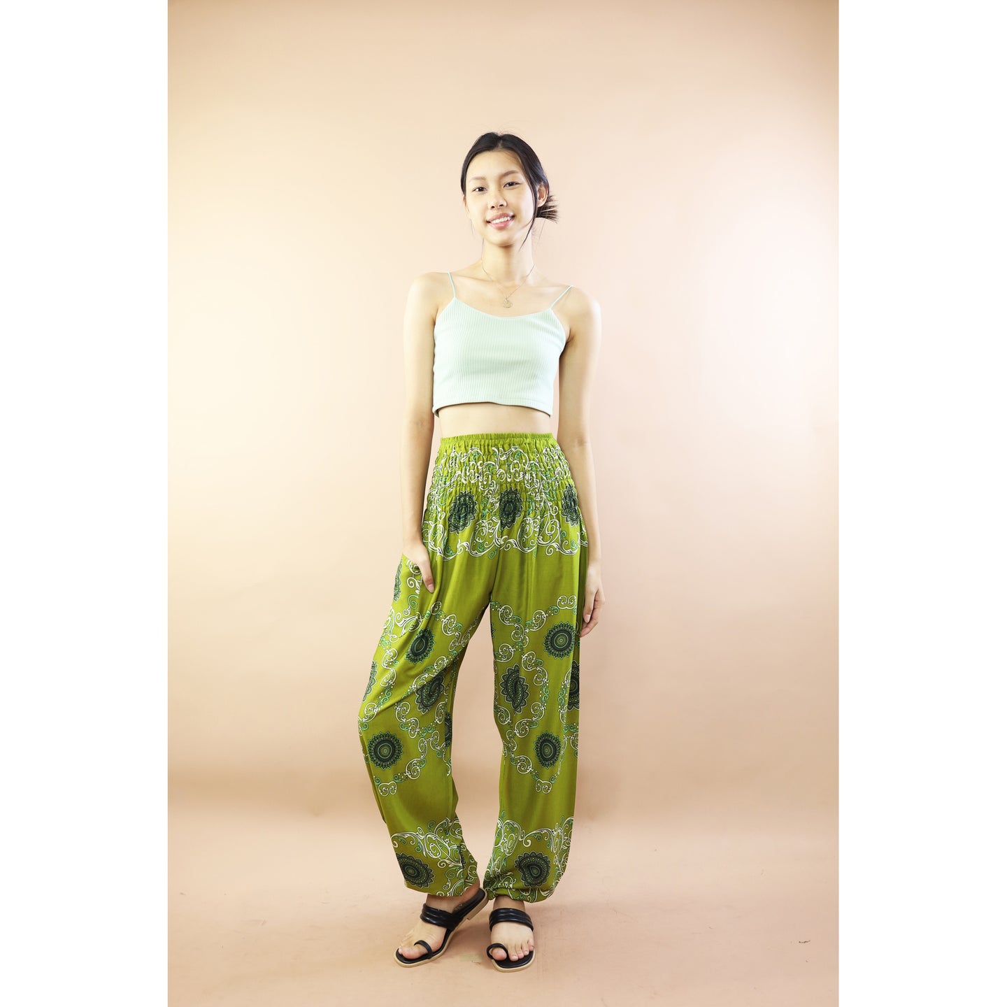 Mandala Chain Women Harem Pants In Olive PP0004 020388 03