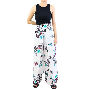 Colorful Butterfly Bamboo Cotton Palazzo Pants in Green PP0076 010118 03