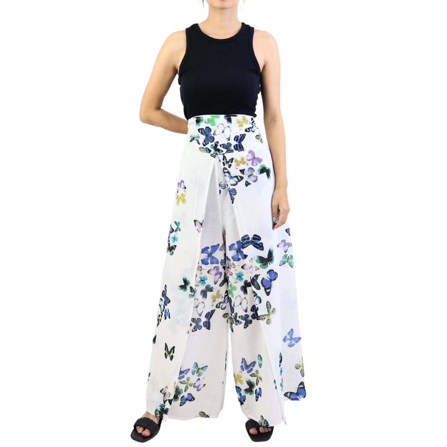 Colorful Butterfly Bamboo Cotton Palazzo Pants in Blue PP0076 010118 06