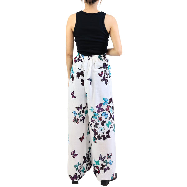 Colorful Butterfly Bamboo Cotton Palazzo Pants in Blue PP0076 010118 06
