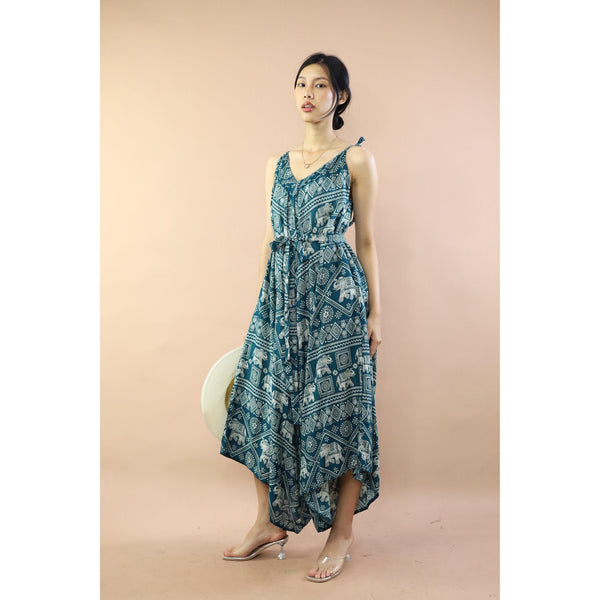 Elephants Jumpsuit with Belt in Green JP0097-020004-05