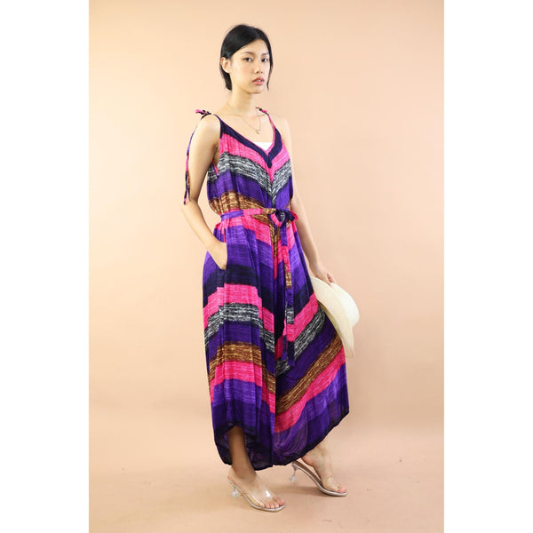 Funny Stripe Jumpsuit with Belt in Ocean Blue JP0097-020021-02