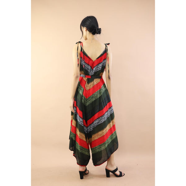 Funny Stripe Jumpsuit with Belt in Green JP0097-020021-04