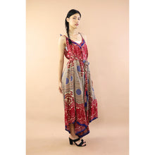 Load image into Gallery viewer, Vivid 2tone Mandala Womens Jumpsuit with Belt in Red JP0097-020032-02