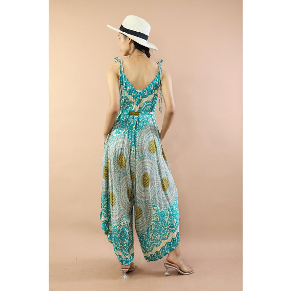 Vivid 2tone Mandala Womens Jumpsuit with Belt in Ocean Green JP0097-020032-06