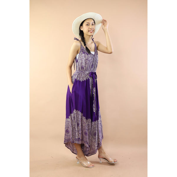 Floral mandala Women's Jumpsuit with Belt in Purple JP0097 020036 01