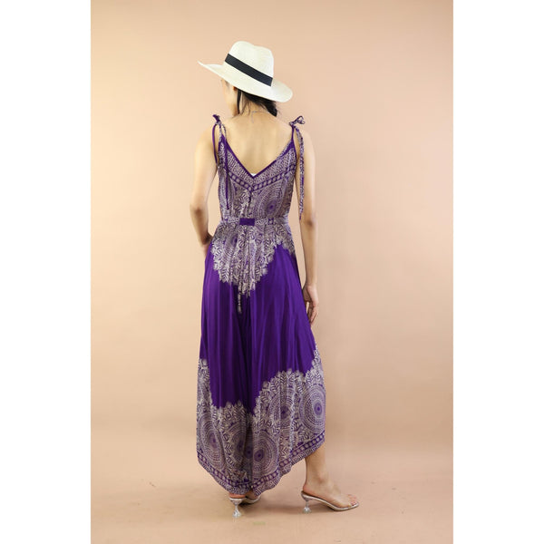 Floral mandala Women's Jumpsuit with Belt in Purple JP0097 020036 01