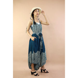 Floral mandala Women's Jumpsuit with Belt in Ocean Blue JP0097 020036 03